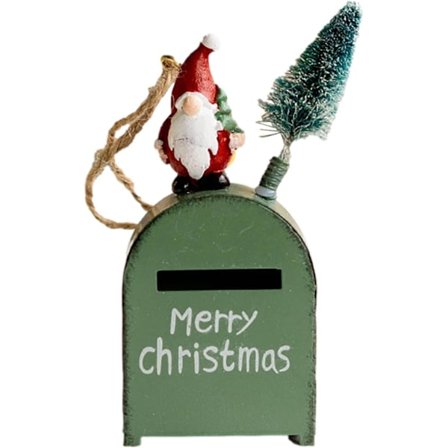 Julekort-holder - Rustik kuvertkasse i metal til boligindretning, lille kortholder til kortkuverter, fødselsdag, dimissionsfest (grøn)