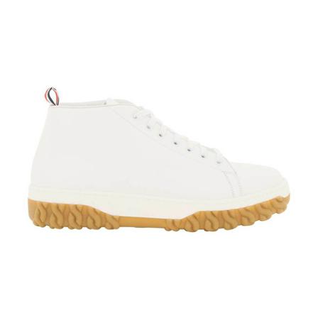 Thom Browne Leather mid-Topp court sneakers vit, Herr, Herr, Storlek: 42 EU