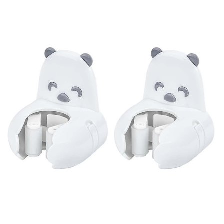 Mopp- og kostholder Selvklebende uten boring Veggmontering Mini Bjørnform (hvit, 2)