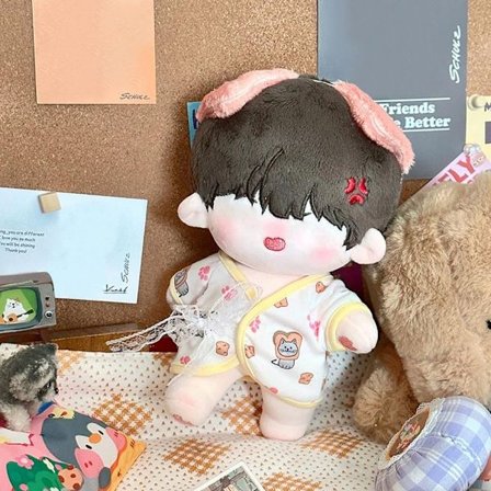 20cm Dukkeklær Bomullspyjamas GUL