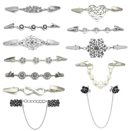 12-pack Vintage Klännings- och Tröjklämmor för Sjalar och Scarves[JSR]