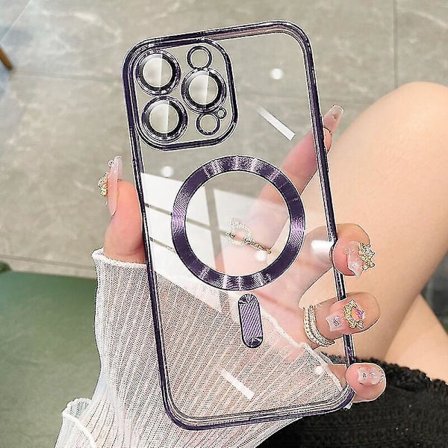 Klart Magsafe- case kompatibelt med Iphone 15 Pro Max, mjukt Tpu-stötsäkert cover med kameralinsskydd