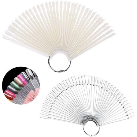 100 stk. Neglefarvekort, Display Stand Falsk Neglefarvekort Display Sticks Transparent og Naturlig Neglefarvekort