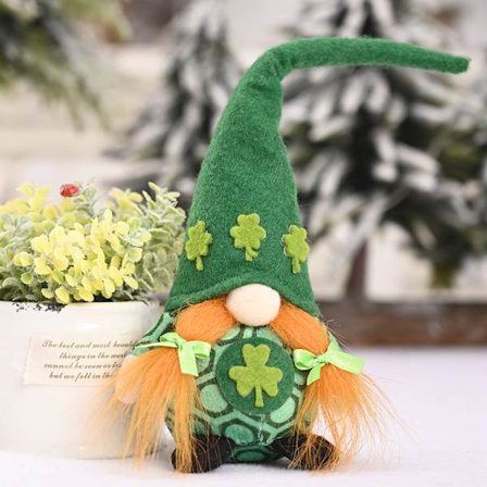 St. Patrick's Day Dekorationer Grøn Hat Dukke Dukker Irsk Festival Kløver Ansigtsløs Gammel Mand Grønt Blad Festival Dekorationer (Kvinde)