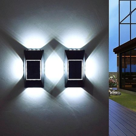 4 stk 12 LED Utendørs Vegglampe Solcelle Gjerde IP65 Vanntett