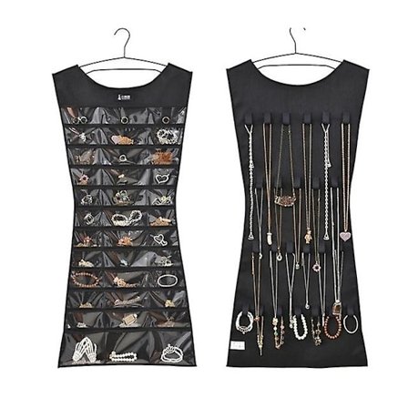 Hengende smykkesoppbevaringspose, smykkeorganisator, smykkeholder, halskjede, øredobber, ring, smykkeskrin (uten henger) rød