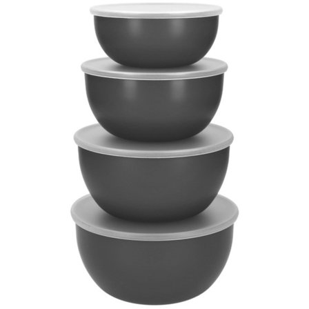 Kitchenaid Söt med 4 skåle med låg, charcoal grey | KitchenOne