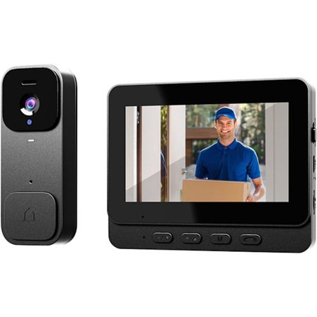 Intelligent visuel dørklokke videodørklokke kamera batteridrevet 4,3 tommer skærm tovejs intercom videoovervågning indbyggede højttalere