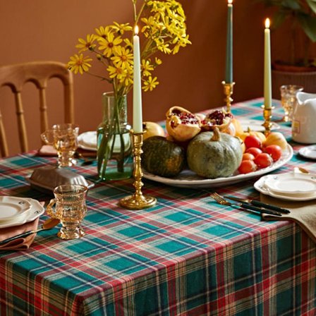 Juleduk Skotsk Grønn Rutete Duk Rektangulær Husholdningsduk Foto Høy Kvalitet Bomullsduk Grønt rutenett 90*90cm