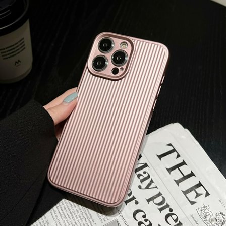 För Iphone 14 Pro Max Stripes Textured Cell Phone Cover Galvanisering Mjukt Tpu- case