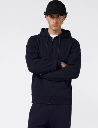 Champion Full Zip Hoodie Sweatshirt - Navy - S