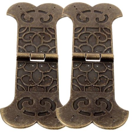 2 stk. Vintage Hængsler Trækasser Hængsler Små Metal Hængsler Dekorative Hængsler til Smykkeskrin 16,50X6,80X0,20CM Som Vist