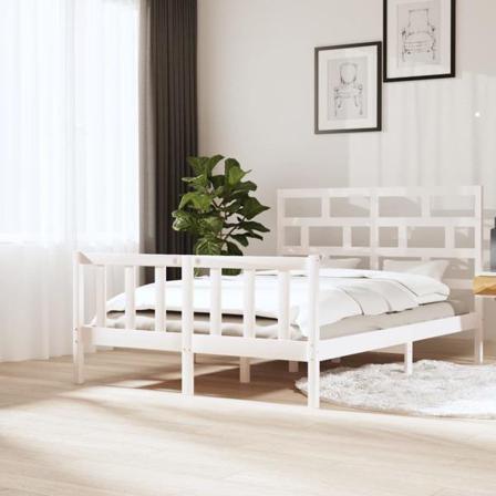 Vidaxl Sängram Vit Massiv Furu 150x200 Cm 5ft Vit