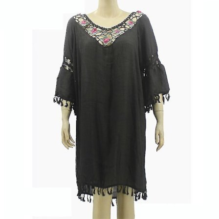 Half Sleeve Bikini Cover Up Tofs Hollow Out Beachwear Kaftan