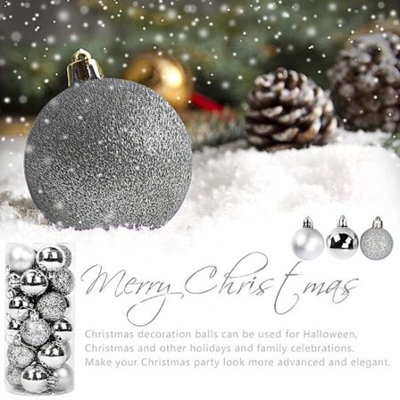 Julekugler, 24 stk. julekugledekoration, julekuglepynt, glitter dekorative kugler, til juledekoration jul