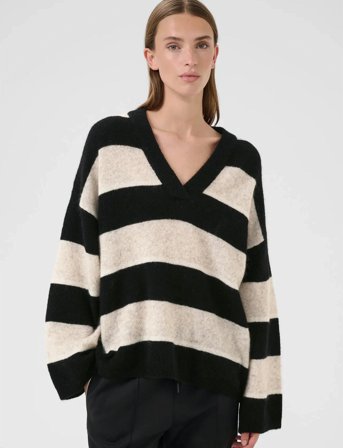 Karen By Simonsen Kbzelda Stripe Knit - Black - L