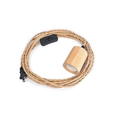 Stikkontaktlampe med hamptauledning 4,5m, Industriell Hengelampe Tau