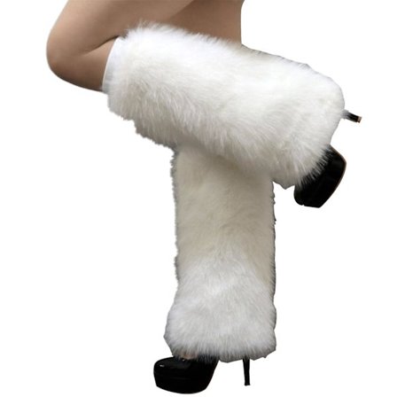 Furry Faux Soft Leg Fashion 40cm Toppers Cuff Ladies Fluffy Boot Boot Warmer Fur(Hvit)