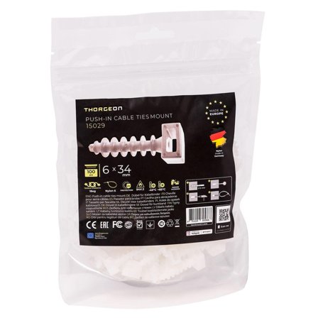 ThorgeOn Stripsfeste for mur ø6mm 100stk hvit