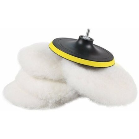 5 stk. 150 mm poleringsskiver + poleringsskiver uld poleringssvamp poleringspuder poleringspude boremaskine adapter til polis