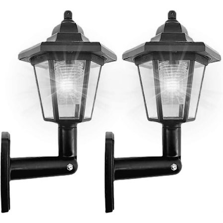 Solar sekskantet lys utendørs LED Solar Sconce Lantern Auto PÅ/AV Solar Gjerde Lys IP44 Vanntett sekskantet landskapslampe (hvitt lys vegghengt)