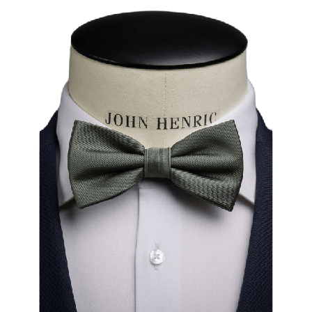 John Henric Silk Woven Rib Plain Pre Tied Bow Tie Accessoarer Herr Grön ONESIZE