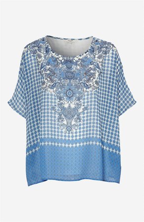 Cellbes of Sweden - Chiffonbluse i blå / mønstret til damer i størrelse 34/36