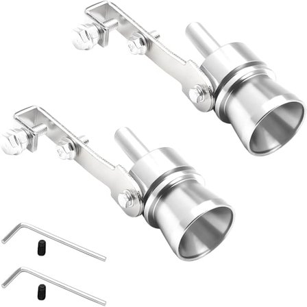2 stk. Bileksosfløyte, Bileksosrør Turbo-fløyte i aluminiumslegering, Turbo-eksospotte kompatibel med alle bilmodeller (sølv)