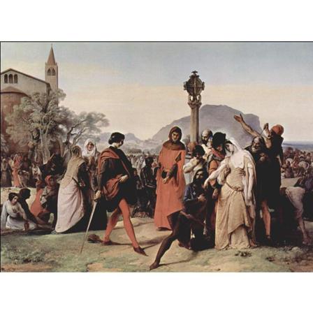 Sicilian Vespers Scene 3 (1821–22), Francesco Hayez Brun