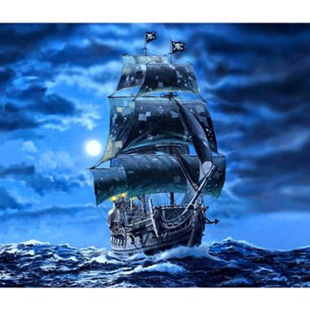 5d Diy Diamond Painting Boat At Night Full Round Broderi Craft W Som På Bilden 1 50x70cm
