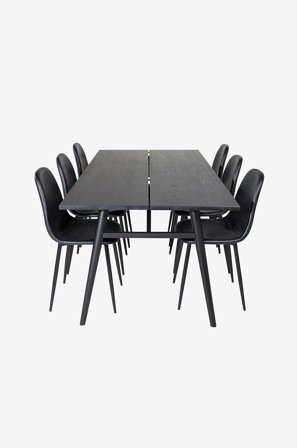 Venture Home - Spisegruppe Saltö inkl. 6 stk spisestoler Penally - Svart - Spisegruppe 6 personer - Fra Homeroom