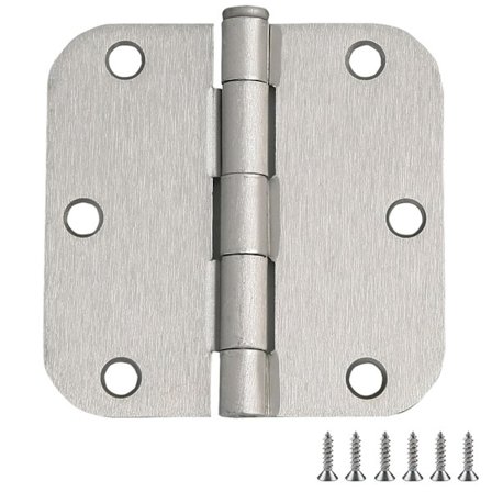 5/8" Radie Stål Dörrbeslag Invändiga Dörrar, 3-1/2-tum x 3-1/2-tum, Satin Nickel, 10-pack