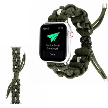 Apple Watch Series 6 / 5 40mm nylon ruostumattomasta teräksestä valmistettu ranneke - Armeijan Vihreä Green
