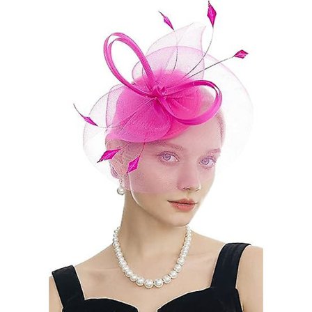 Hatt for kvinner, Fascinator, til te-selskap, kirke, cocktail, med fjær, slør, pannebånd og hårklipp