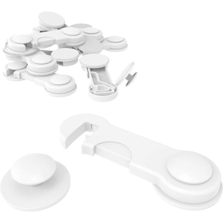 10 x Magnetiska lås för möbler, kylskåp, låda, skåp, dörr, säkerhetsspännen för barn/bebis/hund/katt, med självhäftande