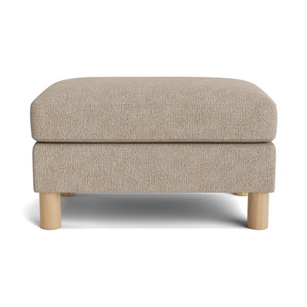 Haven Pouf Hocker in Aragon Grau/Beige, moderner skandinavischer Stil, bequemer Sitzhocker mit runden Holzfüßen, Höhe 44cm, zeitloses Design