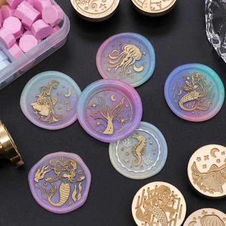 Brass Wax Seal Stamp Fire Lacquer Greetings Gaisy Graduation Ocean Mermaid Seals Wedding Invitation Sealing Diy Wax Stamp tool
