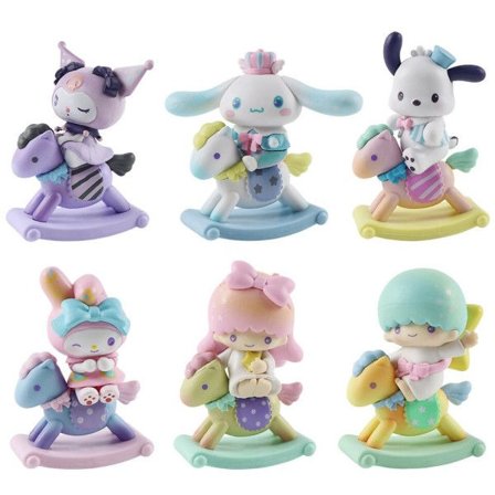 6 stykker Sanrio Trojan Hest Serie Kuromi Cinnamoroll Melodi Anime Figurer Små Ornament Dukke