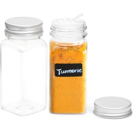 Krydderiglas, transparente krydderibeholdere, firkantede krydderiflasker