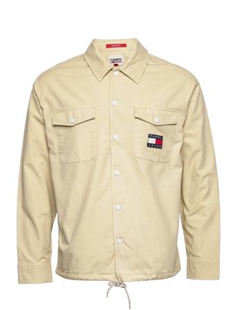 Tjm Spring Dobby Coach Shirt Overshirts Beige Tommy Jeans