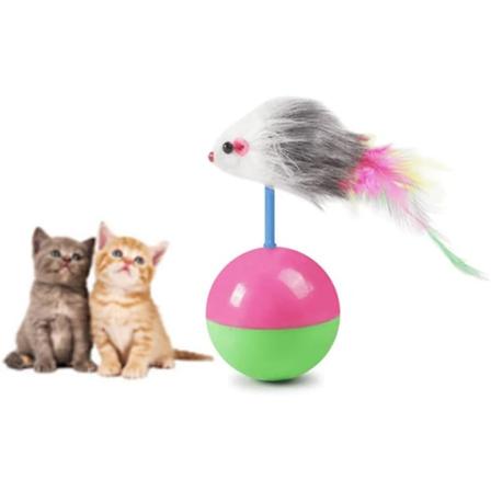 Katteleke Tumbler Mus Katteleke for Kattunge Innendørs Trening Interaktiv Kattestav Kattunge Kitty Fjær Mus Leketøy 1 stk