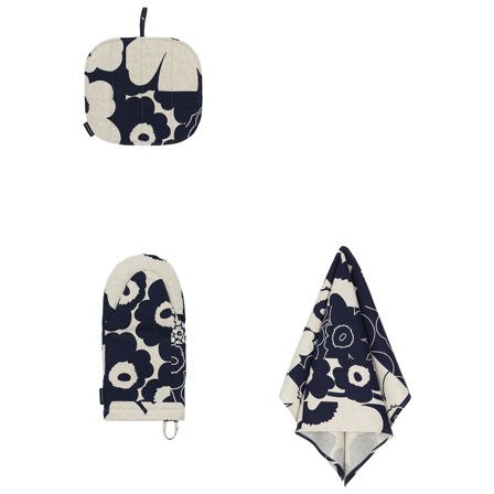 Marimekko Kollaasi kökstextil-set, blå | Dukning & Servering > Textil > Produkter av Lin > Kökshandduk | Bagaren och Kocken