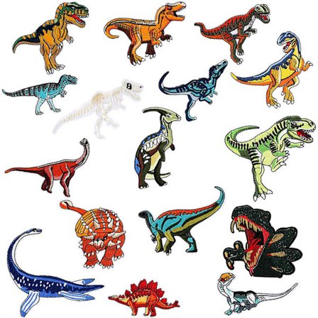 Strygemærker, 16 dele dinosaur applikationer, påsyede applikationer