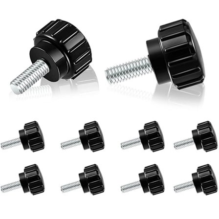 10 stk. M4 X 10 mm fingerskruer med riflet hoved i kulstofstål