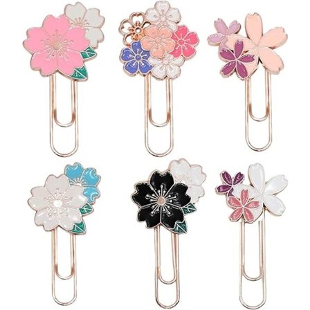 6 kpl söpöjä paperiliittimiä kirjanmerkkejä, hauskoja värikkäitä suuria metalli Sa