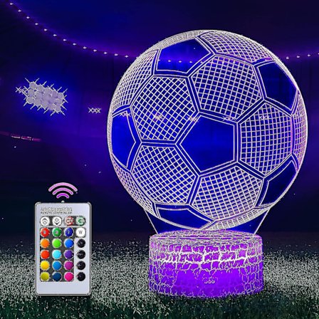 Fodbold natlys, 3d LED optisk illusion lys børns natlys, fodbold illusion nat effekt soveværelse natbord