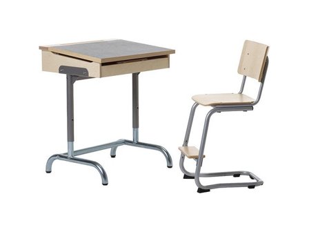 Skolbänk FOKUS ljusgrå höjd 75-85cm - Lyreco - Skolmöbler och inredning - Bord - Skolbänk, elevbord och övrigt