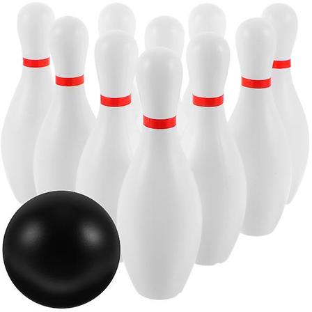 Bowlingsett i plast - Morsomt innendørs og utendørs bowlingspill for foreldre og barn - Interaktivt leketøy for hjemme White 12.5*4 cm