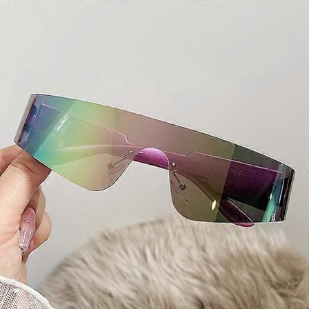 Y2K Kehyksettömät Futuristiset Lasit Uudet Punk Yksiosaiset Litteät Suojalasit Naisten Peili Aurinkolasit Miehille Uv400