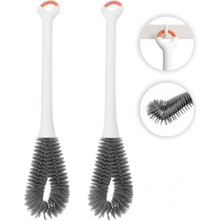 Koti pullonharja puhdistin pitkä kahva nylon (2 pakkausta valkoinen)